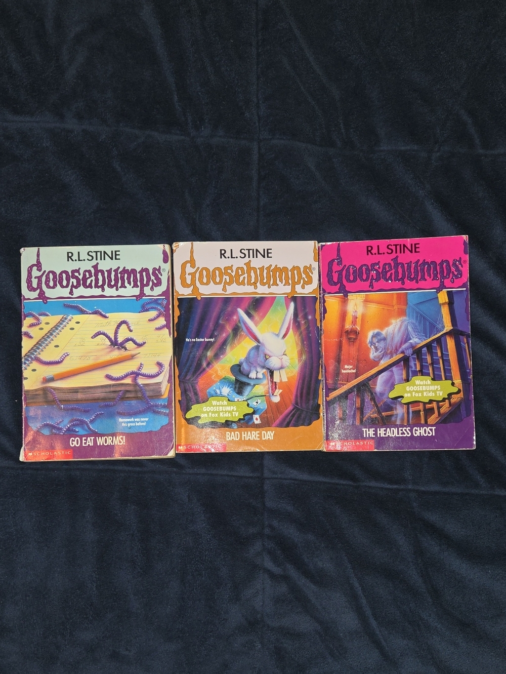 R.L.Stine's Goosebumps Go Eat Worms! Bad Hare Day The Headless Ghost Book Lot